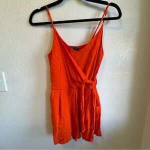 One Clothing Bright Orange Wrap Romper